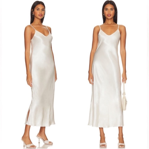 Enza Costa Dresses & Skirts - Enza Costa satin bias midi dress in off white